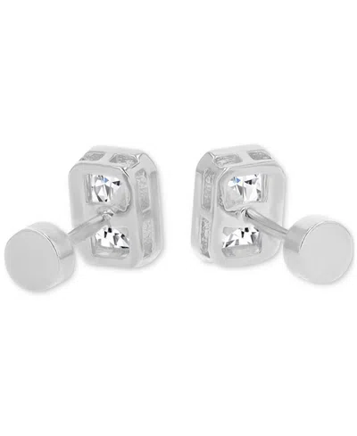 Macy's Cubic Zirconia Rectangle Stud Earrings (2-1/4 Ct. T.w.) In 14k Gold-plated Sterling Silver In Silver