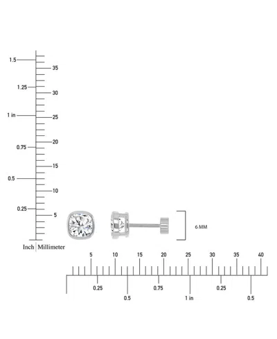 Macy's Cubic Zirconia Cushion-cut Stud Earrings (2-1/2 Ct. T.w.) In 14k Gold-plated Sterling Silver In Silver
