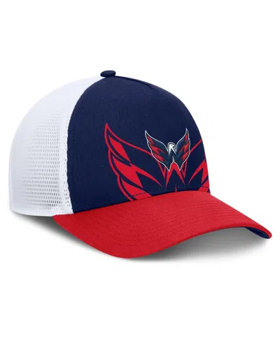 Fanatics Men's Navy/red Washington Capitals Authentic Pro A-frame Rink Adjustable Hat In Navy,red