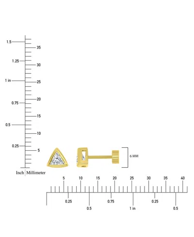 Macy's Cubic Zirconia Triangle Bezel Screw Back Stud Earrings In 14k Gold-plated Sterling Silver In Gold