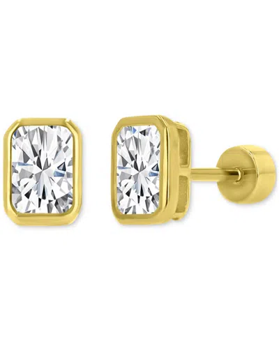 Macy's Cubic Zirconia Rectangle Stud Earrings (2-1/4 Ct. T.w.) In 14k Gold-plated Sterling Silver In Gold