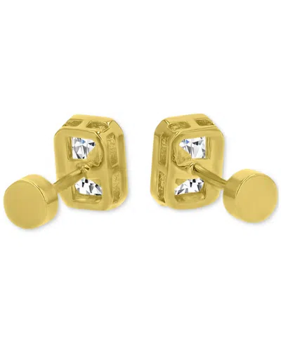 Macy's Cubic Zirconia Rectangle Stud Earrings (2-1/4 Ct. T.w.) In 14k Gold-plated Sterling Silver In Gold