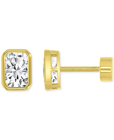 Macy's Cubic Zirconia Rectangle Stud Earrings (2-1/4 Ct. T.w.) In 14k Gold-plated Sterling Silver In Gold