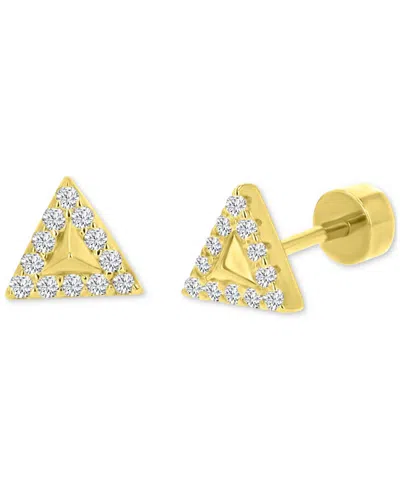 Macy's Cubic Zirconia Triangle Stud Earrings (1/4 Ct. T.w.) In 14k Gold-plated Sterling Silver In Gold