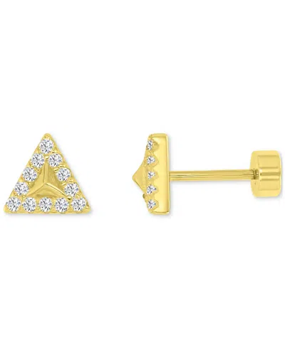 Macy's Cubic Zirconia Triangle Stud Earrings (1/4 Ct. T.w.) In 14k Gold-plated Sterling Silver In Gold