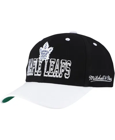 Mitchell & Ness Men's Black/white Toronto Maple Leaf's Backside Script Two-tone Pro Crown Adjustable Hat In Black,white