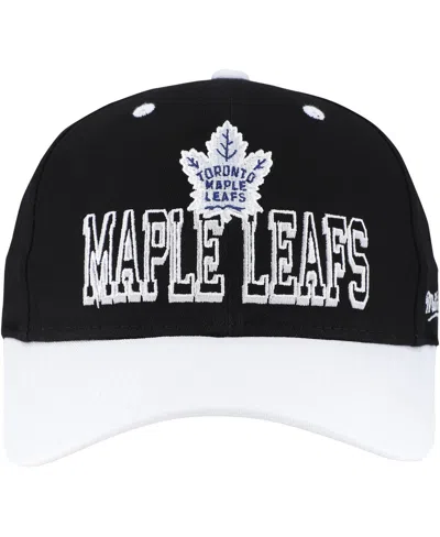 Mitchell & Ness Men's Black/white Toronto Maple Leaf's Backside Script Two-tone Pro Crown Adjustable Hat In Black,white