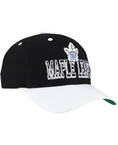 Mitchell & Ness Men's Black/white Toronto Maple Leaf's Backside Script Two-tone Pro Crown Adjustable Hat In Black,white