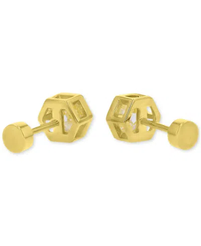 Macy's Cubic Zirconia Hexagon Stud Earrings (1-1/4 Ct. T.w.) In 14k Gold-plated Sterling Silver In Gold