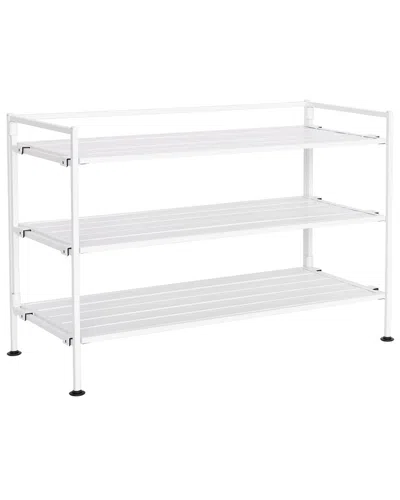 Seville Classics Home 3-tier Stackable Wide Resin Slat Shoe Rack