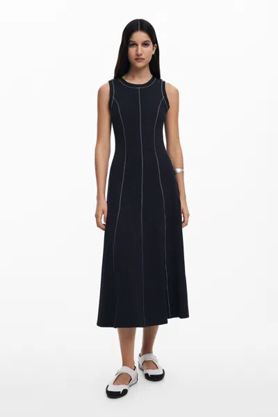 Desigual Sleeveless A-line Midi Dress In Black