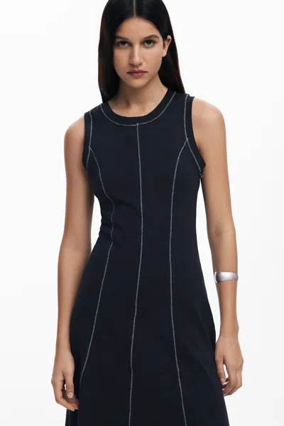 Desigual Sleeveless A-line Midi Dress In Black