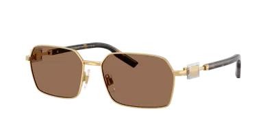 Dolce & Gabbana Wire-frame Rectangular Sunglasses In Dark Brown