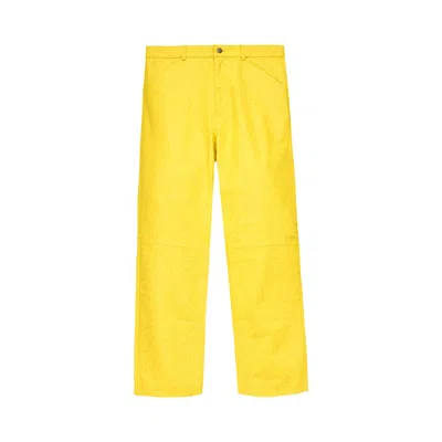 Pre-owned Sp5der Debossed Web Leather Pant 'yellow'