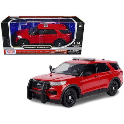Motormax 2022 Ford Police Interceptor Utility Unmarked 1 By 24 Scale Diecast Model Car, Red
