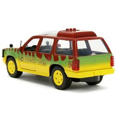 Jada Toys Jada Ford Explorer Red & Yellow With Green Graphics Jurassic Park 1993 Movie 30th Anniversary Hollyw