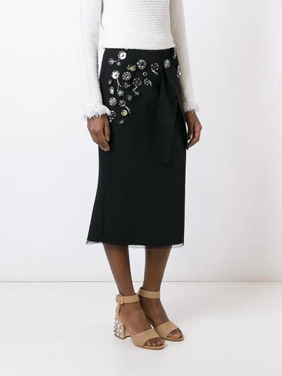Shop Dolce & Gabbana Embellished Stretch Cady Skirt