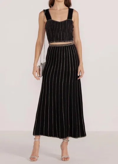 Minkpink Celia Lurex Stripe Midi Skirt In Blk/champ In Multi