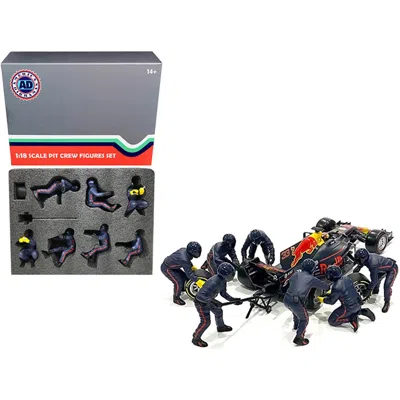 American Diorama Formula One F1 Pit Crew 7 Figurine Set Team Black Release Ii For 1/43 Scale Models By American Diora