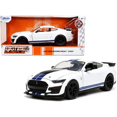Jada Toys Jada 2020 Ford Mustang Shelby Gt500 White With Blue Stripes Bigtime Muscle 1 By 24 Scale Diecast Mod