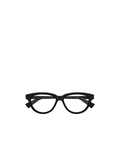 Bottega Veneta Oval Frame Glasses Glasses In Black-black-transparent