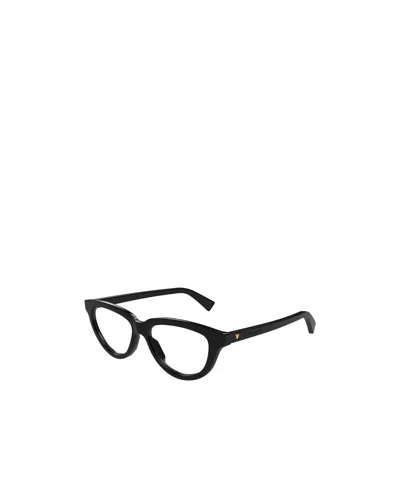 Bottega Veneta Oval Frame Glasses Glasses In Black-black-transparent