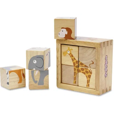 Beginagain Toddlers Safari Animals Blocks Set - Rubberwood, Assorted Color
