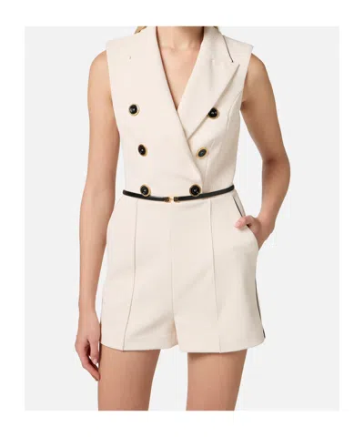 Elisabetta Franchi Multicolor Double-breasted Playsuit With Tailored Design In Pink