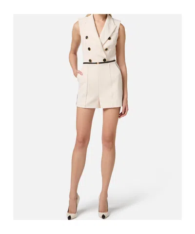 Elisabetta Franchi Multicolor Double-breasted Playsuit With Tailored Design In Pink