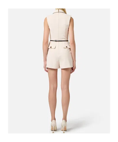 Elisabetta Franchi Multicolor Double-breasted Playsuit With Tailored Design In Pink