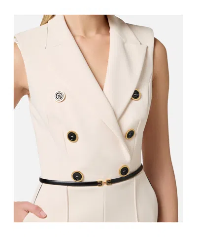 Elisabetta Franchi Multicolor Double-breasted Playsuit With Tailored Design In Pink