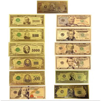 Blinkee Mega Max 24k Gold Plated Us Dollar Fake Banknotes - Timeless Collection Protector - Set Of 13
