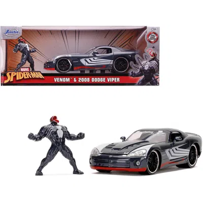 Jada Toys Jada 2008 Dodge Viper Srt10 Dark Gray With Venom Diecast Figurine Spider-man Marvel Series 1 By 24 D