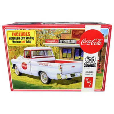 Amt Skill 3 Model Kit 1955 Chevrolet Cameo Pickup Truck Coca-cola With Vintage Vending Machine & Dolly 1