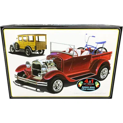 Amt 1-18 Scale Skill 2 Model Kit - 1929 Ford Woody Pickup 4-in-1 Kit - Car With Model Bike