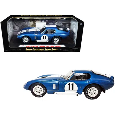 Shelby Collectibles No. 11 Blue Metallic With White Stripes 1 By 18 Diecast Model Car For 1965 Shelby Cobra Daytona Coup