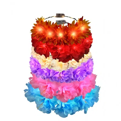 Blinkee Light Up Flashing Spring Rainbow Wedding Flower Crowns Assortment Color - Pack Of 12