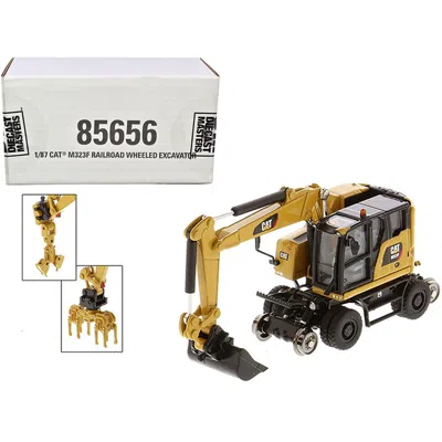 Diecast Masters 1-87 Ho Scale Cat Caterpillar M323f Railroad Wheeled Excavator With 3 Accessories High Line Series D