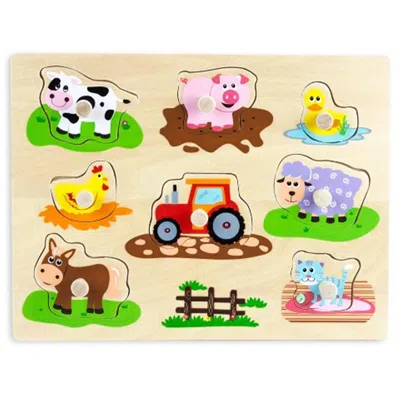 Brybelly Holdings Brybellyholdings Professor Poplars Wooden Barnyard Peg Puzzle