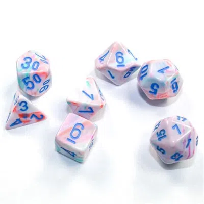 Chessex Cube Mini Festive Dice Pop Art & Blue - Set Of 7