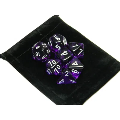 Chessex Manufacturing Purple Translucent Dice With White Numbers - Set Of 7