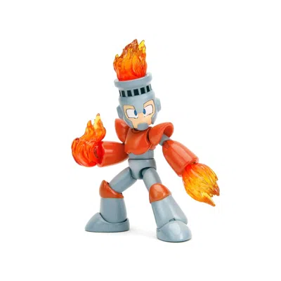 Jada Toys Jada 5.5 In. Fire Man Moveable Figure With Accessories Alternate Head & Hands Mega Man 1987 Video Ga