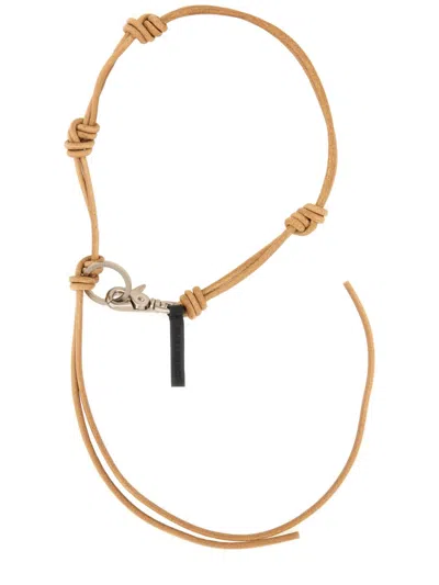 Our Legacy Leather Keychain With Adjustable Length And Knot In Brown