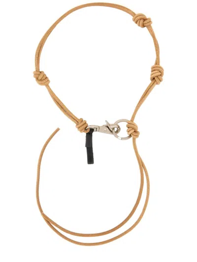 Our Legacy Leather Keychain With Adjustable Length And Knot In Brown