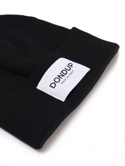 Dondup Beanie Hat With Applied Logo In Black