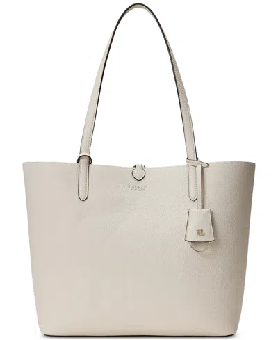 Ralph Lauren Large Reversible Extra-large Tote Bag In Soft White,beaumont Plaid