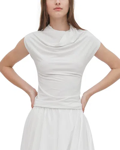 Rosetta Getty Twist Draped High-neck Top In White