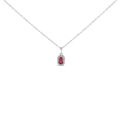 Haus Of Brilliance 10k White Gold 5x3mm Birthstone And Diamond Accent Halo Octagonal Shape Pendant N In Silver