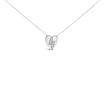 Haus Of Brilliance 925 Sterling Silver 1/3 Ctw Diamond Heart And Lightning Bolt Pendant Necklace In White