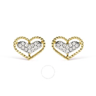 Haus Of Brilliance 10k Yellow Gold 1/10 Cttw Diamond Heart And Beaded Halo Stud Earrings